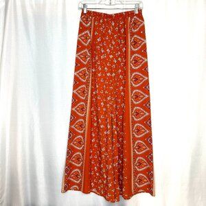 Rusttydustty Wide Leg Pull on Pants Colorful Boho Gypsy Festival Resort, Medium